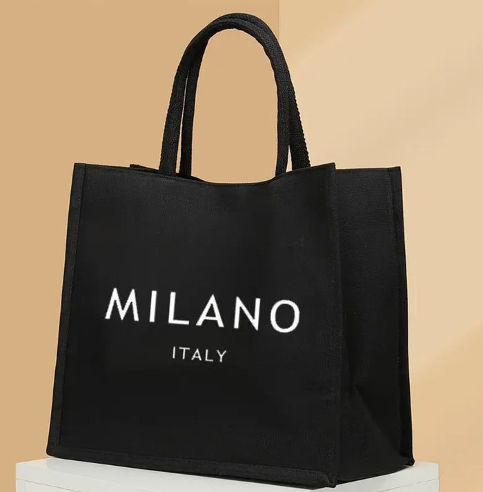 "Milano Italy" Carved Printed Tote Bag,