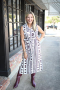 Mimi Dress, Maroon Block
