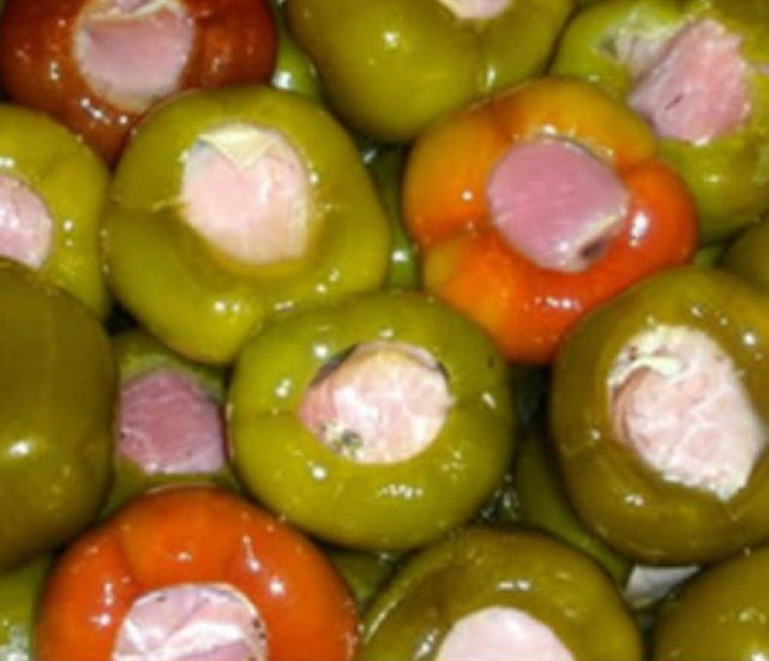 Napoli Hot Stuffed Cherry Peppers / Stuffed with Prosciutto & Aged Provalone 14oz / 397g (2-pack)