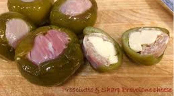 Napoli Hot Stuffed Cherry Peppers / Stuffed with Prosciutto & Aged Provalone 14oz / 397g (2-pack)