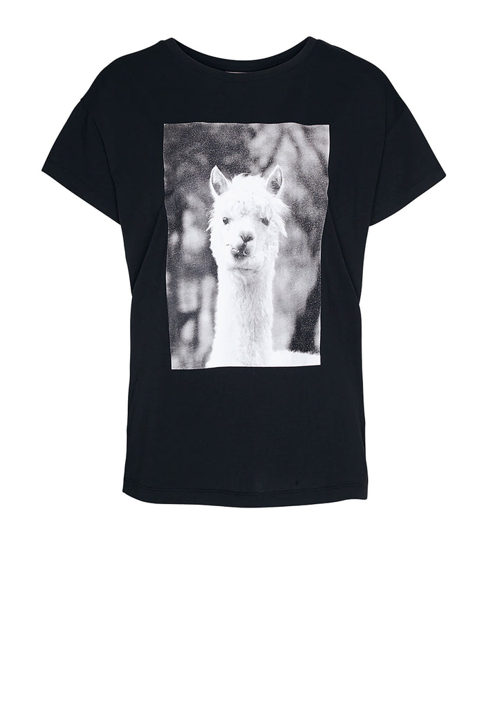 nelaa llama t-shirt black by Armedangels on thegreenlabels