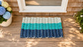 Ombre Rope Mat made with Lobster Rope, Navy Blue, Teal, Seafoam