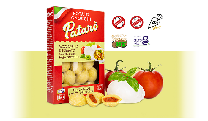 Pataro / MOZZARELLA & TOMATO STUFFED GNOCCHI 340gr. (Case of 6 Packs )