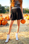 Pintuck Mini Skirt, Black