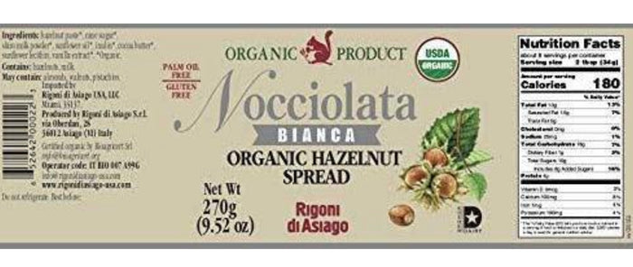 Rigoni di Asiago / Organic White Hazelnut Spread  - 9.52 oz ( Case of 6Jars )