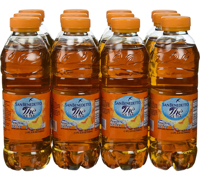 San Benedetto Peach Tea, 16.9 fl oz. / 500 ML (12-Pack Case)