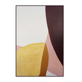 SANTEO abstract framed wall art with yellow and maroon curved shapes