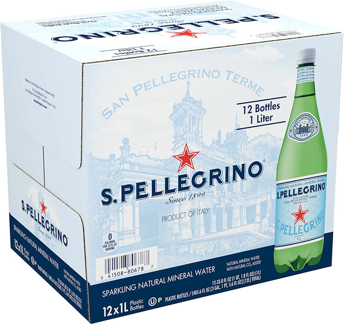 S.Pellegrino Sparkling Natural Mineral Water, 33.8 Fl Oz. (12 Pack Glass)