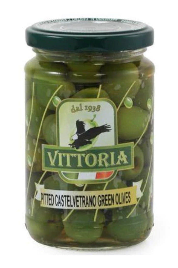 Vittoria Pitted Castelvetrano Green Olives, 280g (12-Jar Case)