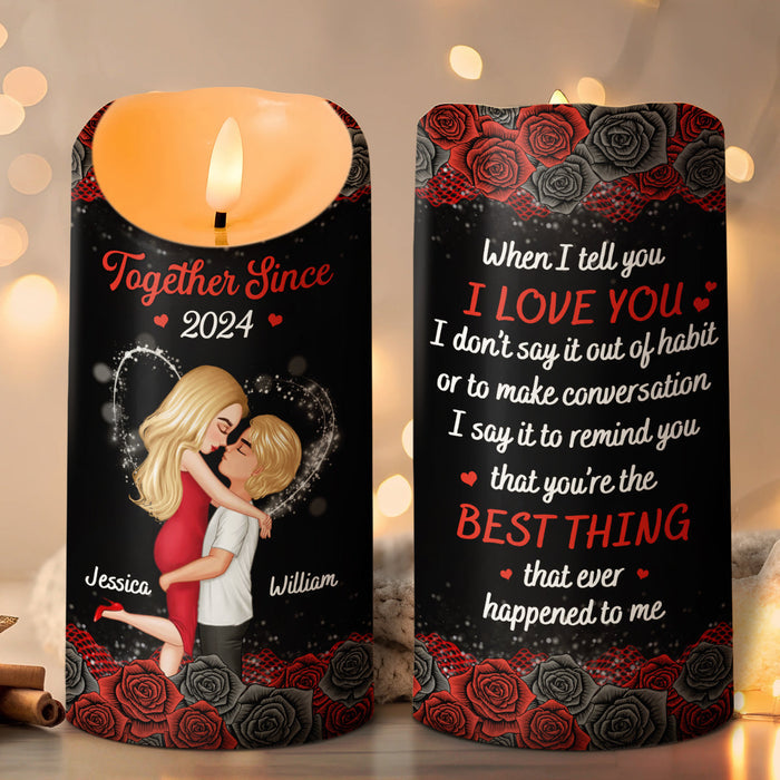 When I Tell You I Love You - Personalized Candle LED Light - Anniversary Gift For Couples, Lovers, Husband Wife