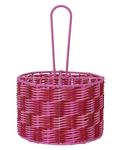 Woven Plastic Caddy, Pink/Red